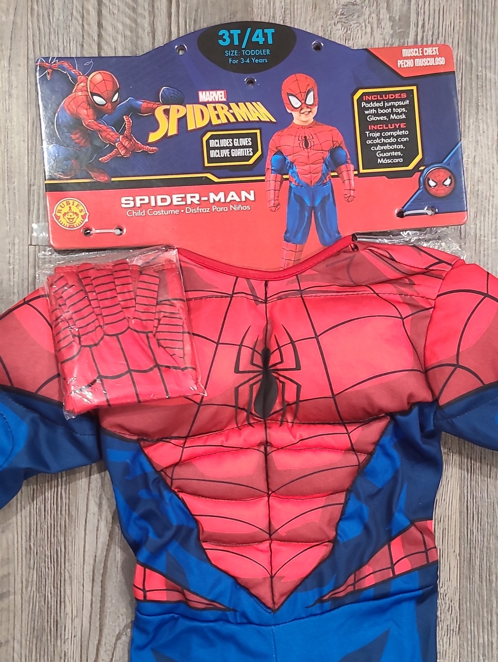 Rubie's Red and Blue Webbed Muscle Kids Costume Size 3-4T - Picture 3 of 5
